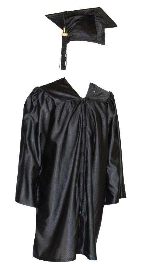 Preschool Cap and Gown – Black Satin | Celtic Graduations